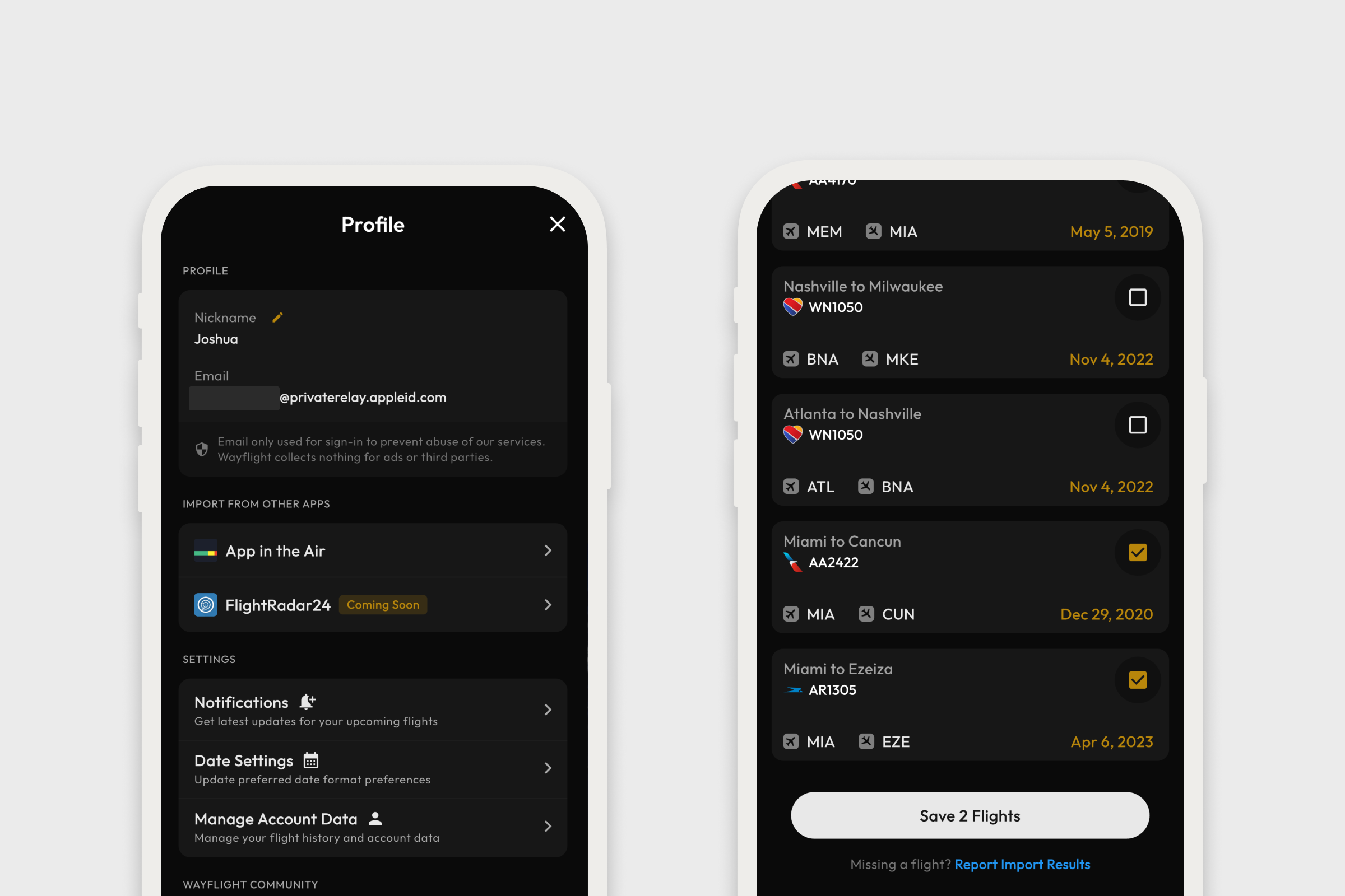 Import flights from App In The Air release image